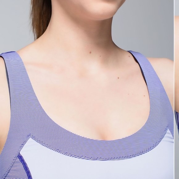 Lululemon Athletica Run Ta Ta TopperTank Cool Breeze Tank Top Purple Stripe Sz 4 - Picture 5 of 9